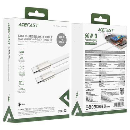 Καλώδιο Δεδομένων και Φόρτισης USB-C - USB-C Acefast C24-03, 60W, 1.2m, Λευκό