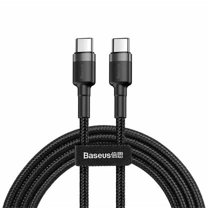 Καλώδιο Δεδομένων και Φόρτισης USB-C - USB-C Baseus Cafule, 60W, 2m, Σετ 2 τεμαχίων, Μαύρο E0418501