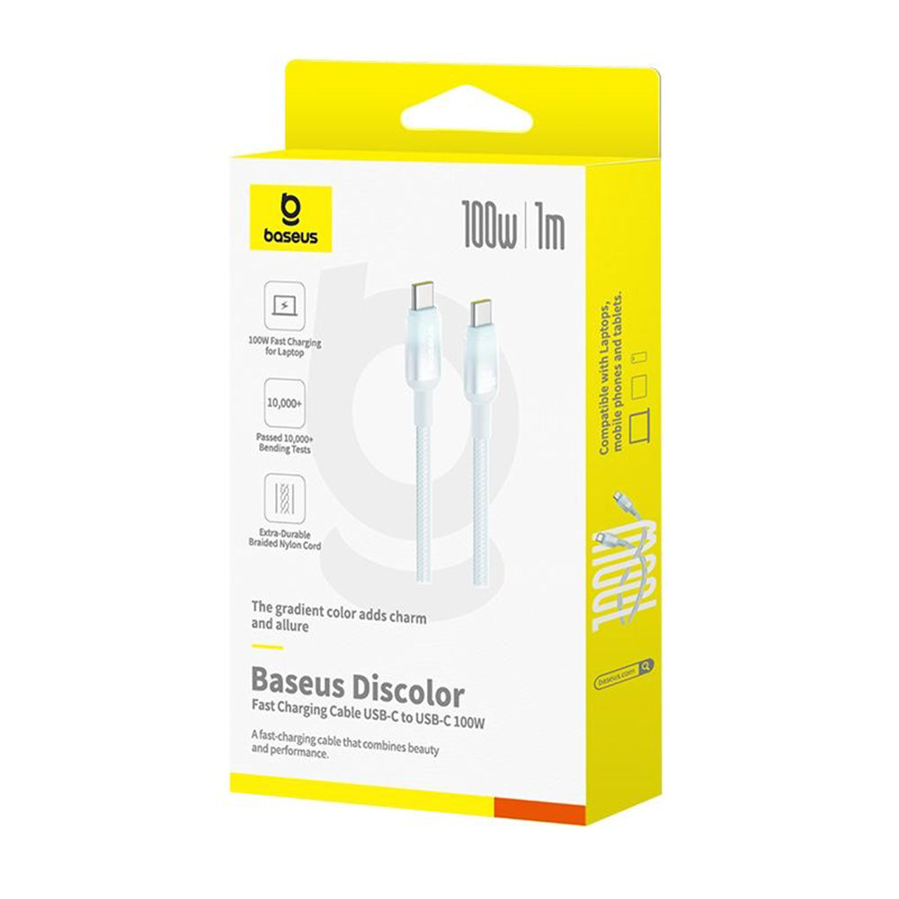 Καλώδιο Δεδομένων και Φόρτισης USB-C - USB-C Baseus Discolor, 100W, 2m, Μπλε Πράσινο E0420703