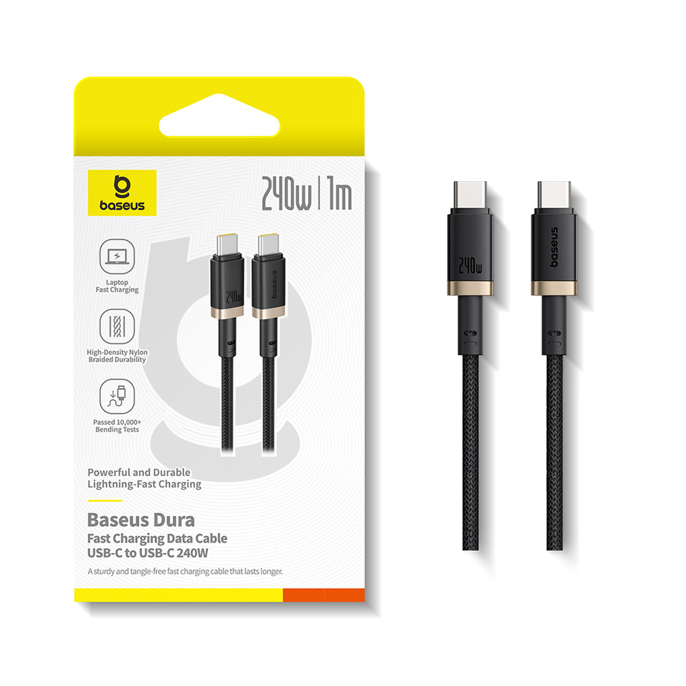 Καλώδιο Δεδομένων και Φόρτισης USB-C - USB-C Baseus Dura, 240W, 1m, Χρυσό Μαύρο P10377803U03-00