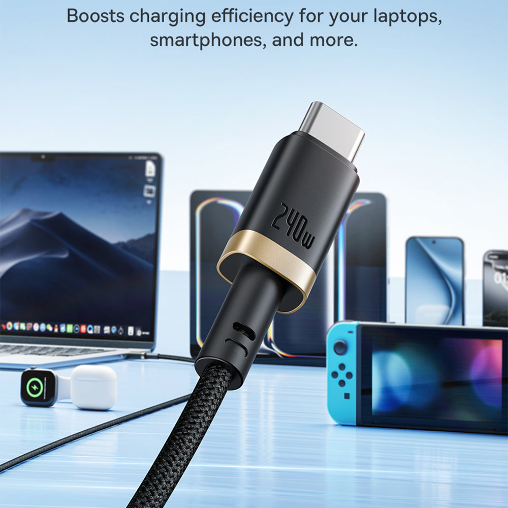 Καλώδιο Δεδομένων και Φόρτισης USB-C - USB-C Baseus Dura, 240W, 1m, Χρυσό Μαύρο P10377803U03-00