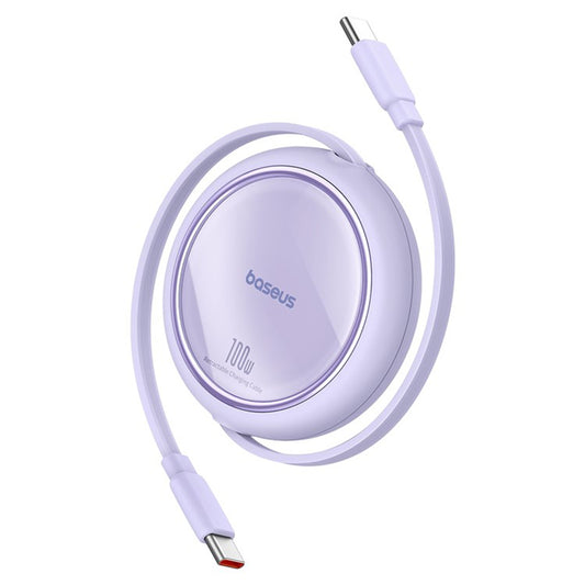 Καλώδιο Δεδομένων και Φόρτισης USB-C - USB-C Baseus Free2Draw Mini Retractable, 100W, 1m, Μωβ P10364500511-00