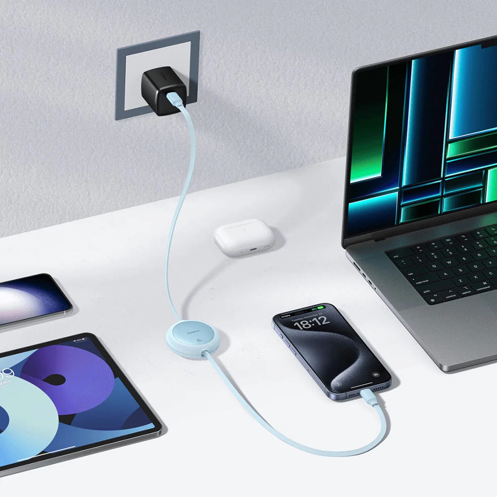 Καλώδιο Δεδομένων και Φόρτισης USB-C - USB-C Baseus Free2Pull Mini Retractable, 60W, 1m, Μωβ P10364500511-01