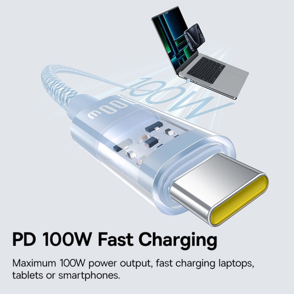 Καλώδιο Δεδομένων και Φόρτισης USB-C - USB-C Baseus Gem, 100W, 1m, Μπλε P10373000311-00