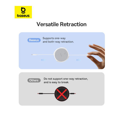 Καλώδιο Δεδομένων και Φόρτισης USB-C - USB-C Baseus Pathfinder Retractable, 100W, 1m, Λευκό P10368400211-00