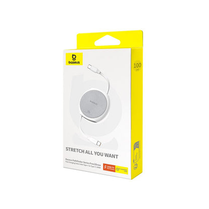 Καλώδιο Δεδομένων και Φόρτισης USB-C - USB-C Baseus Pathfinder Retractable, 100W, 1m, Λευκό P10368400211-00