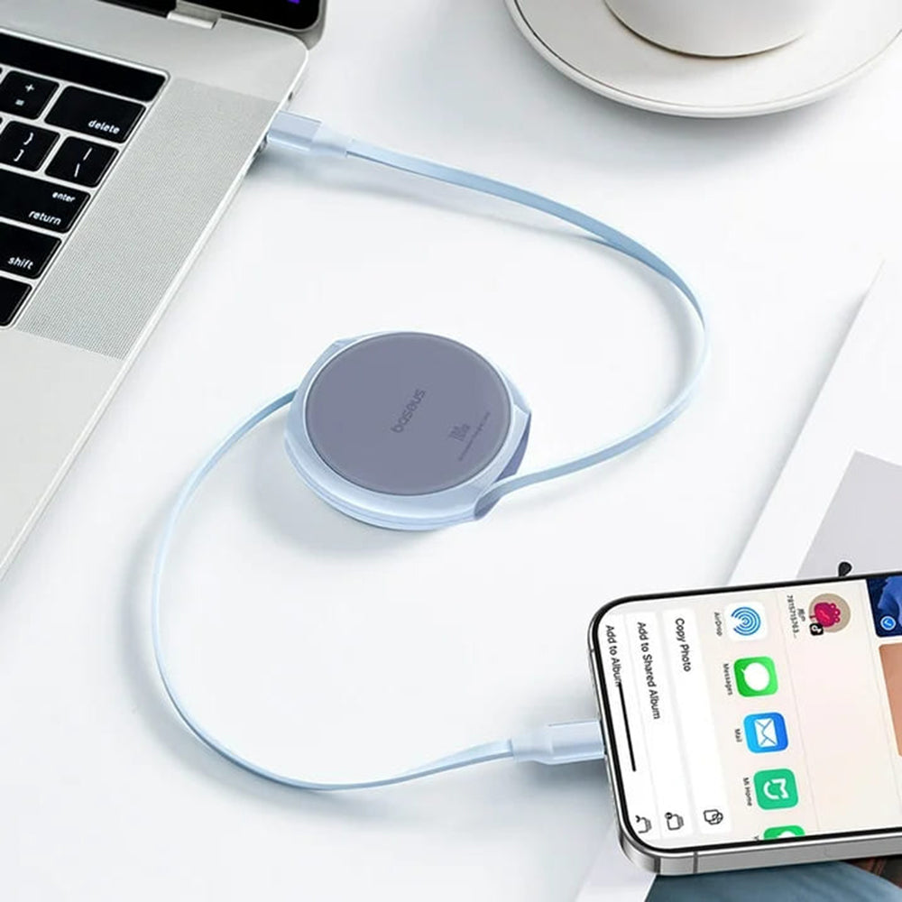 Καλώδιο Δεδομένων και Φόρτισης USB-C - USB-C Baseus Pathfinder Retractable, 100W, 1m, Μπλε P10368400311-00