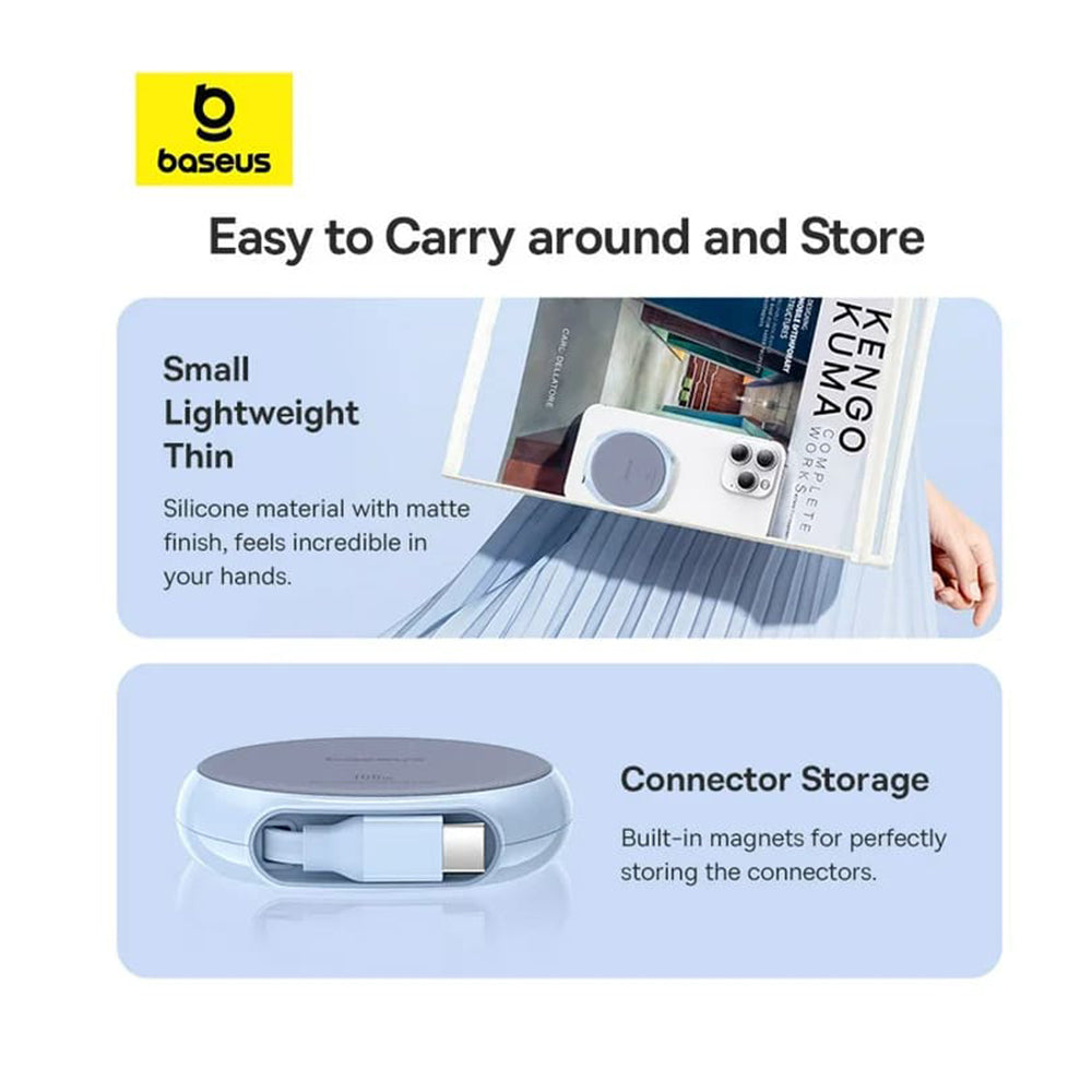 Καλώδιο Δεδομένων και Φόρτισης USB-C - USB-C Baseus Pathfinder Retractable, 100W, 1m, Μπλε P10368400311-00