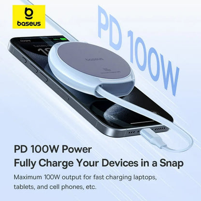 Καλώδιο Δεδομένων και Φόρτισης USB-C - USB-C Baseus Pathfinder Retractable, 100W, 1m, Μπλε P10368400311-00