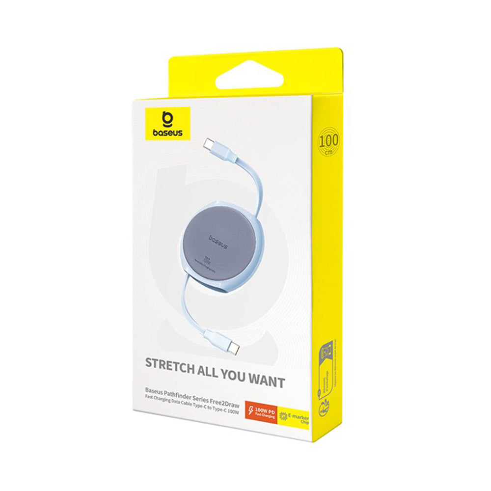 Καλώδιο Δεδομένων και Φόρτισης USB-C - USB-C Baseus Pathfinder Retractable, 100W, 1m, Μπλε P10368400311-00