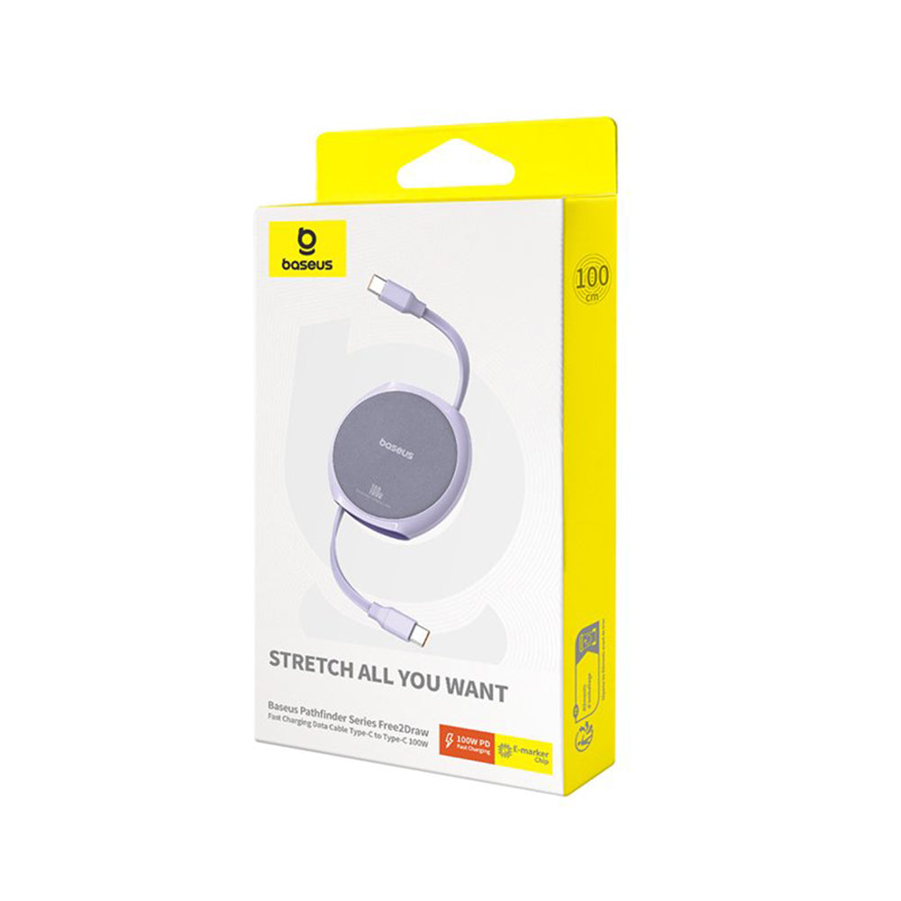 Καλώδιο Δεδομένων και Φόρτισης USB-C - USB-C Baseus Pathfinder Αναδιπλούμενο, 100W, 1m, Μωβ P10368400511-00