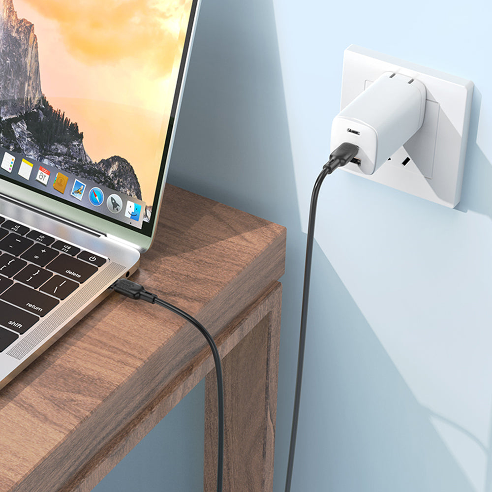 Καλώδιο Δεδομένων και Φόρτισης USB-C - USB-C Borofone BX113 Lenny, 60W, 2m, Μαύρο