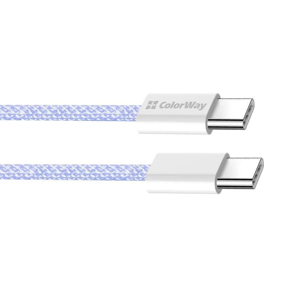 Καλώδιο Δεδομένων και Φόρτισης USB-C - USB-C ColorWay CW-CBPDCC061, 60W, 1m, Μωβ
