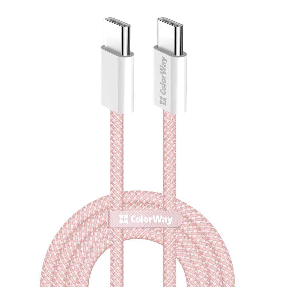 Καλώδιο Δεδομένων και Φόρτισης USB-C - USB-C ColorWay CW-CBPDCC061, 60W, 1m, Ροζ