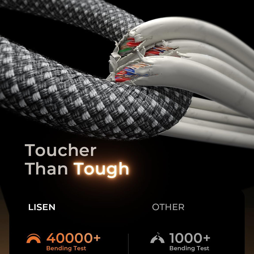 Καλώδιο Δεδομένων και Φόρτισης USB-C - USB-C Lisen, 60W, Σετ 5 τεμαχίων (2 x 1m, 2 x 2m, 1 x 3m), Μαύρο YL0123070010