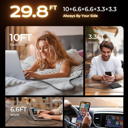 Καλώδιο Δεδομένων και Φόρτισης USB-C - USB-C Lisen, 60W, Σετ 5 τεμαχίων (2 x 1m, 2 x 2m, 1 x 3m), Μαύρο YL0123070010