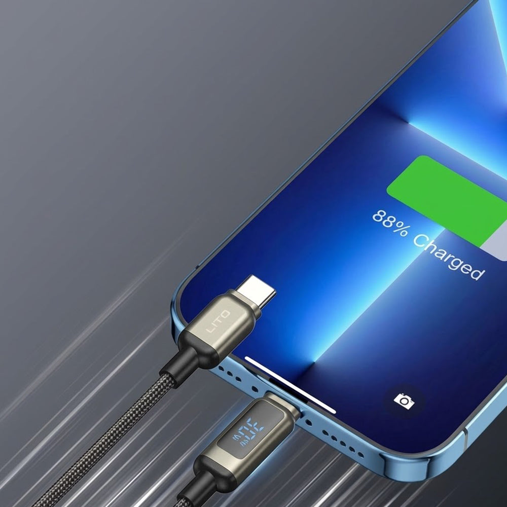 Καλώδιο Δεδομένων και Φόρτισης USB-C - USB-C Lito LD15 Display, 60W, 1m, Μαύρο