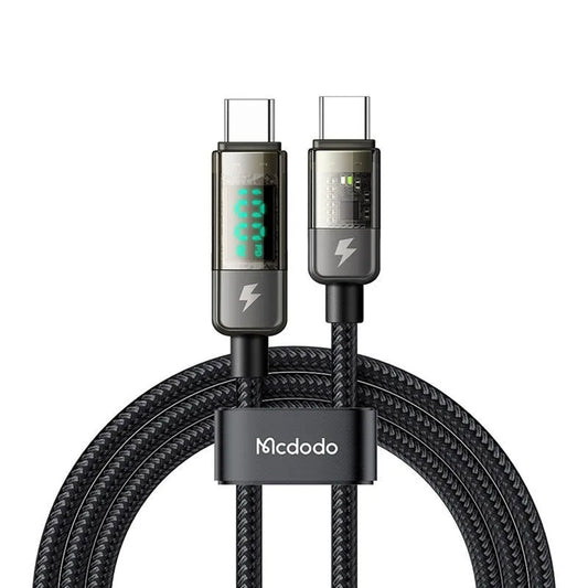 Καλώδιο Δεδομένων και Φόρτισης USB-C - USB-C McDodo CA-3610 Οθόνη Αυτόματης Διακοπής Ενέργειας, 100W, 1.2m, Μαύρο
