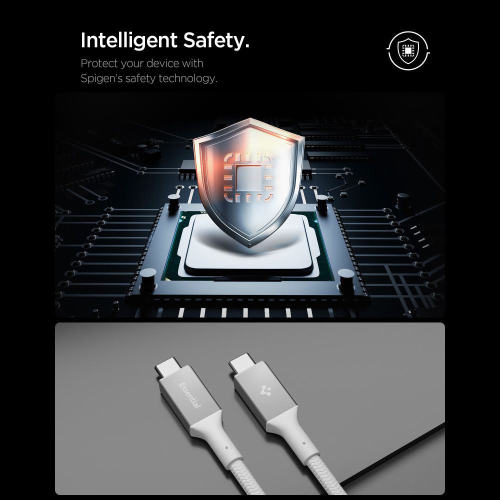 Καλώδιο Δεδομένων και Φόρτισης USB-C - USB-C Spigen EB10010CC, 100W, 1m, Λευκό