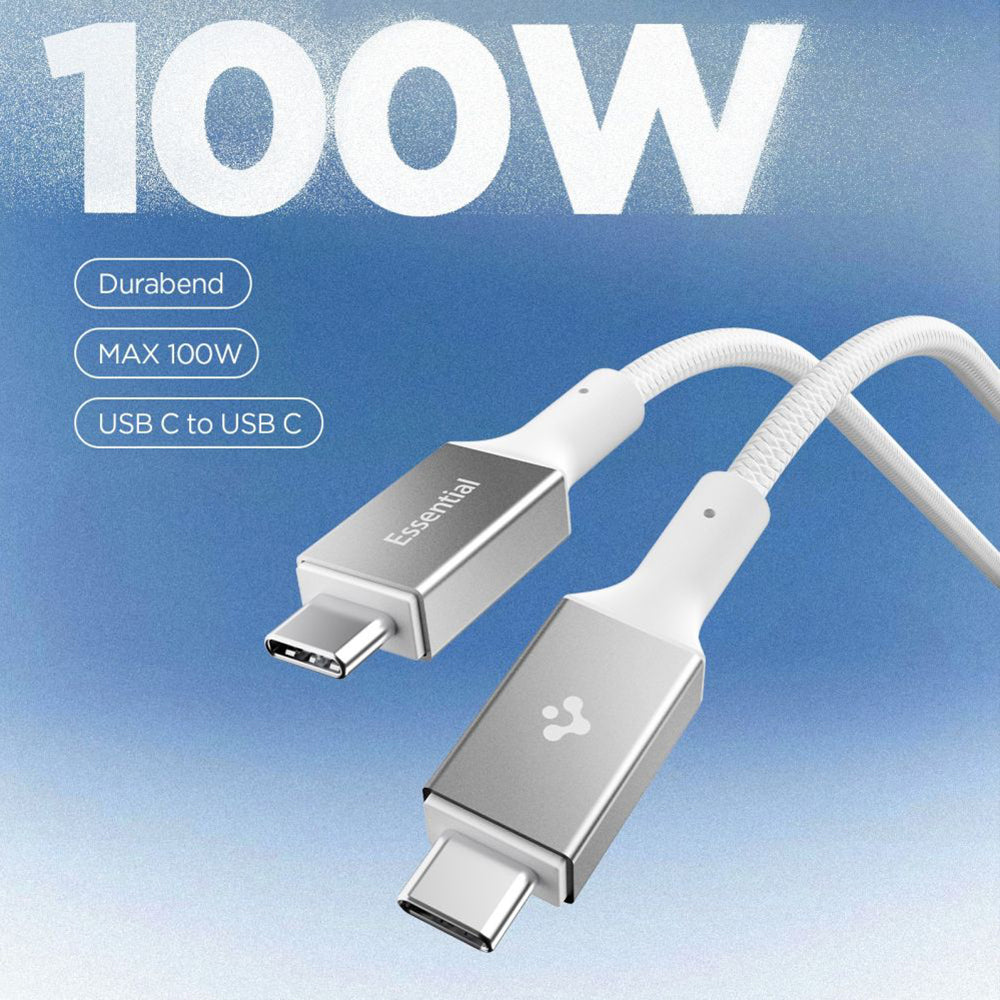 Καλώδιο Δεδομένων και Φόρτισης USB-C - USB-C Spigen EB10010CC, 100W, 1m, Λευκό