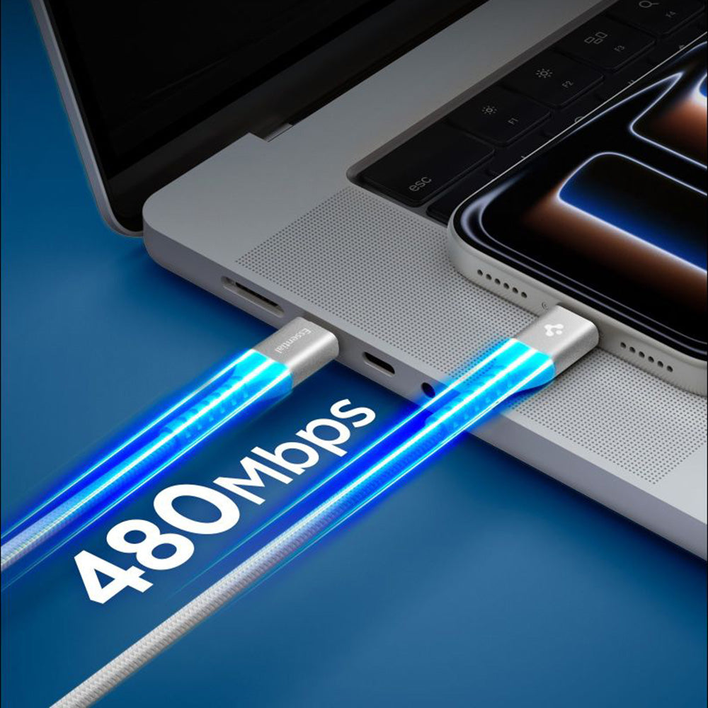 Καλώδιο Δεδομένων και Φόρτισης USB-C - USB-C Spigen EB10010CCA, 100W, 1m, Λευκό ACA11102