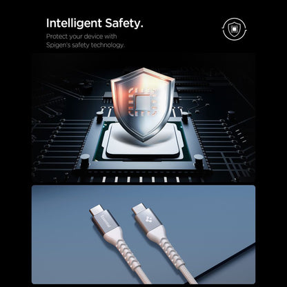 Καλώδιο Δεδομένων και Φόρτισης USB-C - USB-C Spigen EB10010CCA, 100W, 1m, Λευκό ACA11102