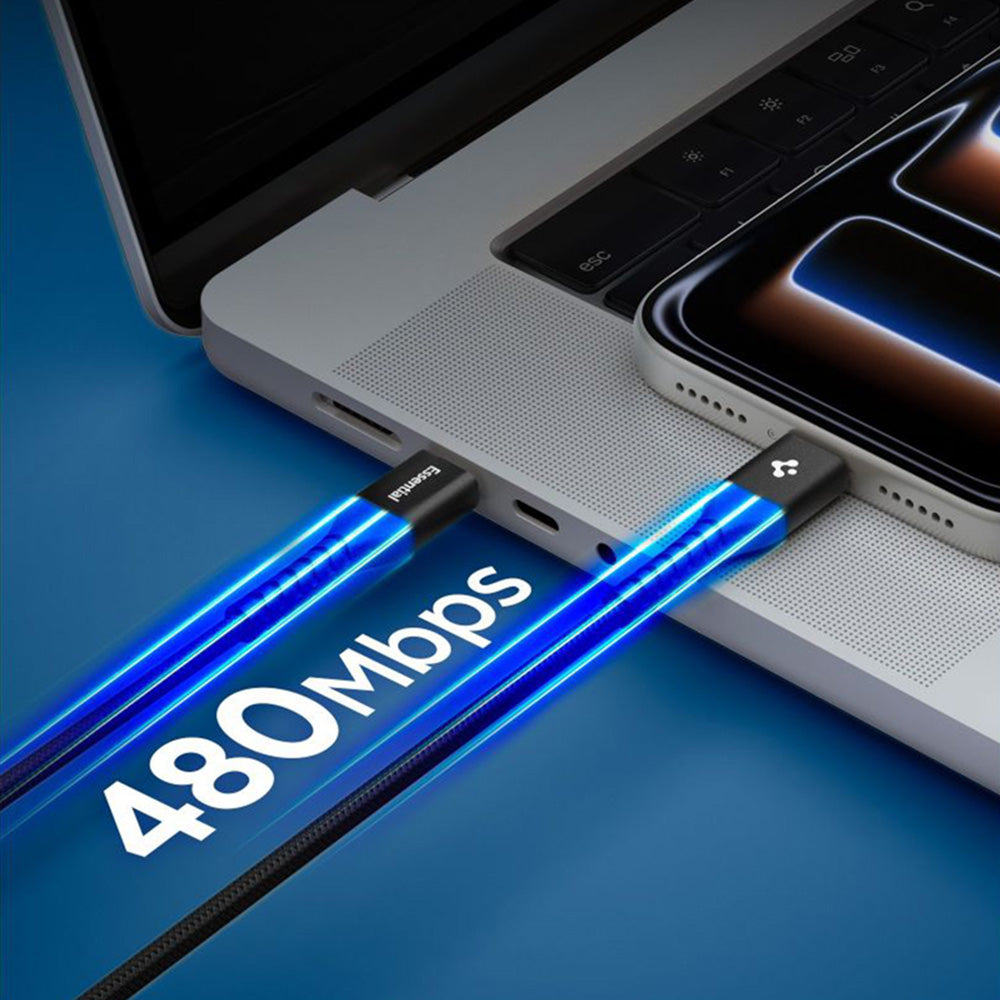 Καλώδιο Δεδομένων και Φόρτισης USB-C - USB-C Spigen EB10010CCA, 100W, 1m, Μαύρο ACA11103