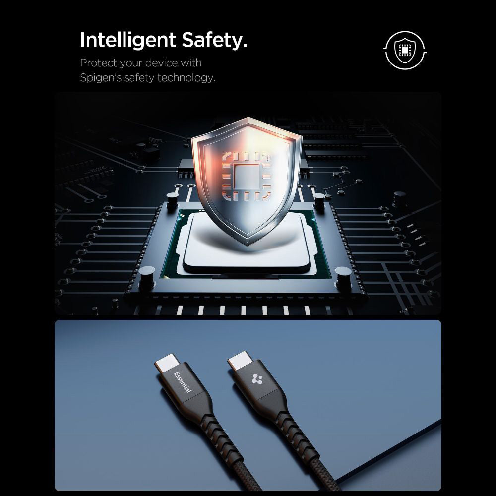 Καλώδιο Δεδομένων και Φόρτισης USB-C - USB-C Spigen EB10010CCA, 100W, 1m, Μαύρο ACA11103