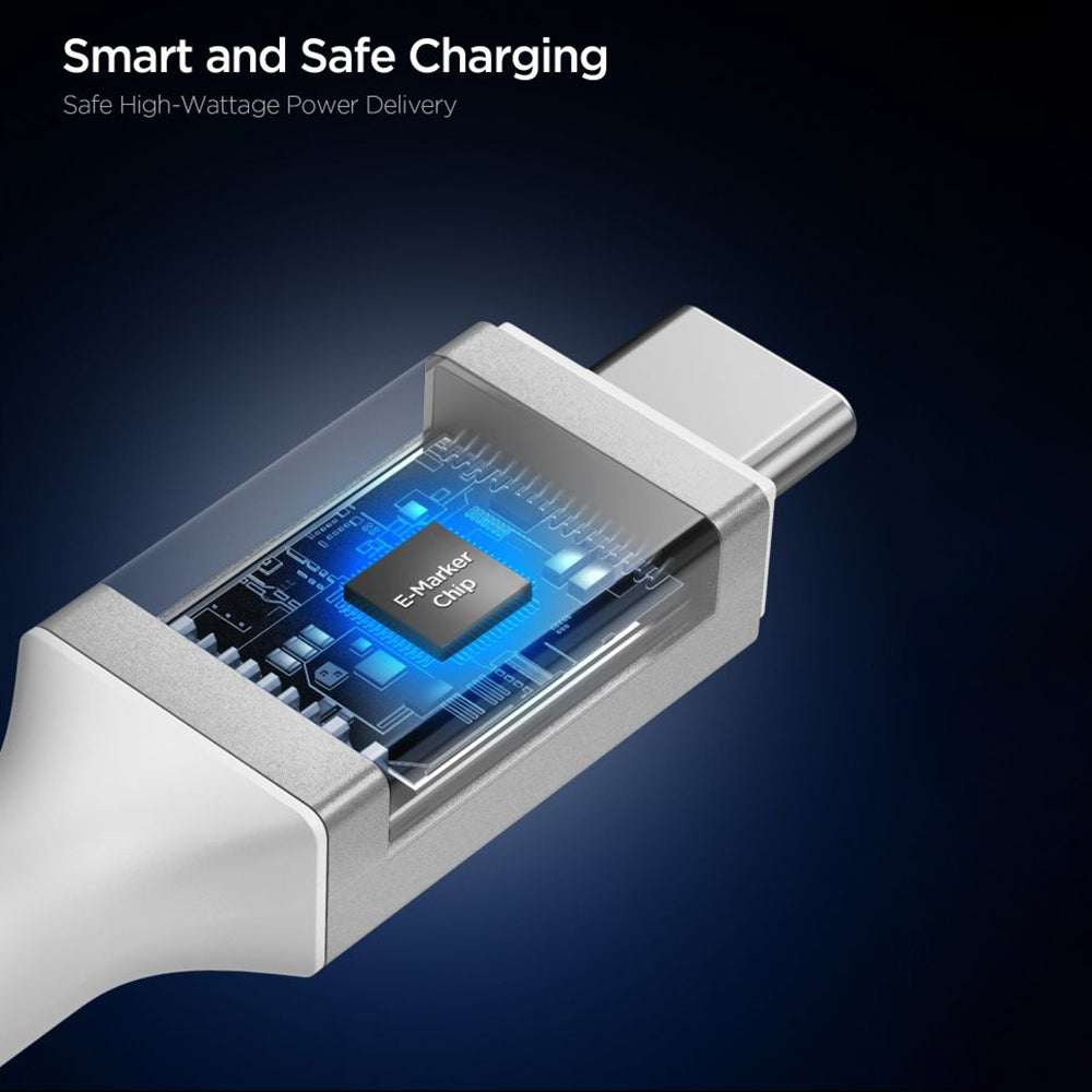 Καλώδιο Δεδομένων και Φόρτισης USB-C - USB-C Spigen EB24012CC, 240W, 1.2m, Λευκό
