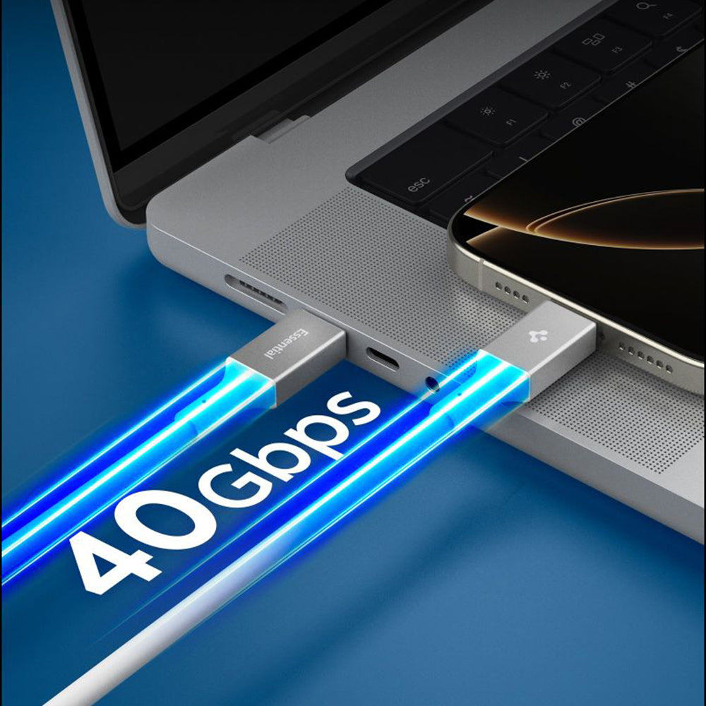 Καλώδιο Δεδομένων και Φόρτισης USB-C - USB-C Spigen EB24012CC, 240W, 1.2m, Λευκό