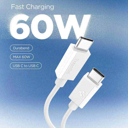 Καλώδιο Δεδομένων και Φόρτισης USB-C - USB-C Spigen EB6015CC, 60W, 1.5m, Λευκό ACA10416