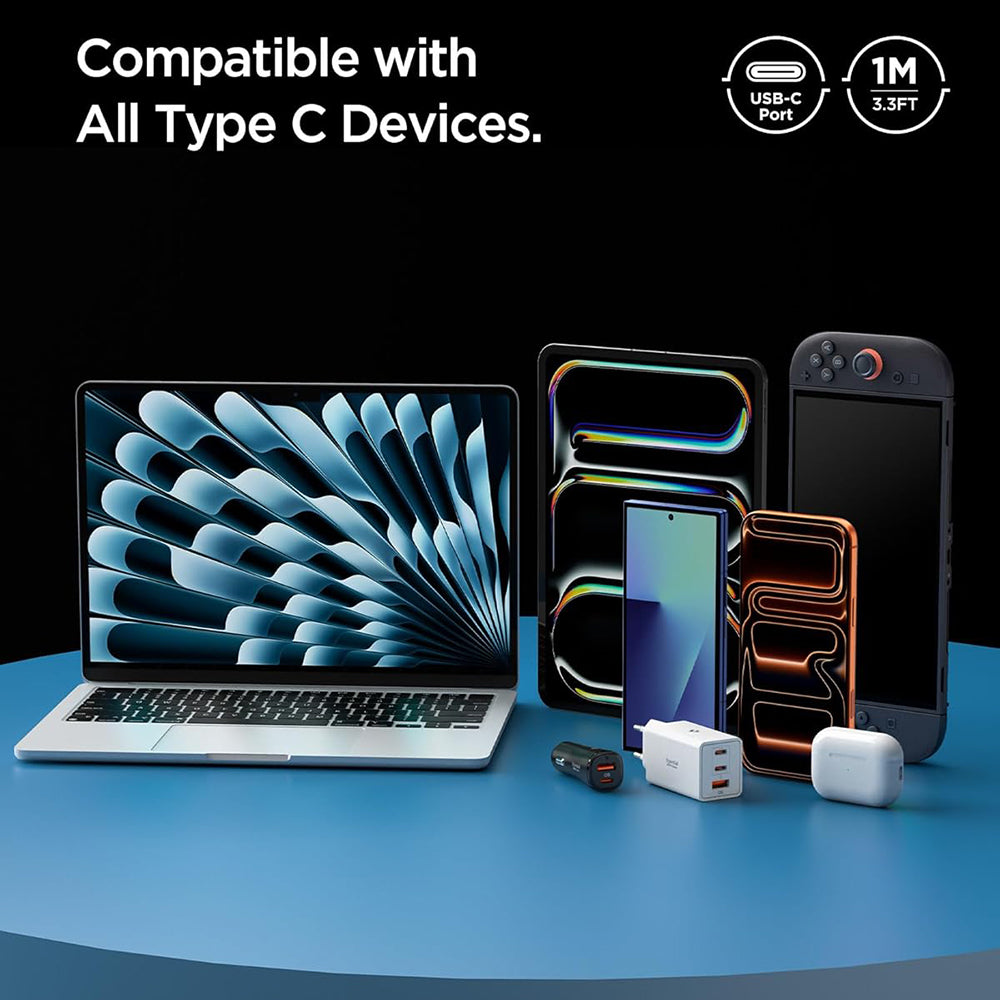 Καλώδιο Δεδομένων και Φόρτισης USB-C - USB-C Spigen EB6015CC, 60W, 1.5m, Λευκό ACA10416