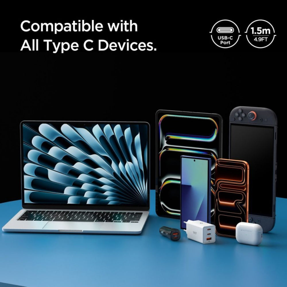 Καλώδιο Δεδομένων και Φόρτισης USB-C - USB-C Spigen EB6015CC, 60W, 1.5m, Γκρι ACA10418