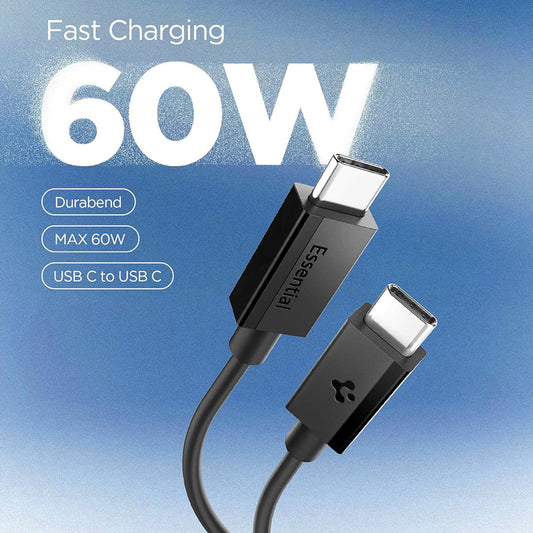 Καλώδιο Δεδομένων και Φόρτισης USB-C - USB-C Spigen EB6015CC, 60W, 1.5m, Μαύρο ACA10417