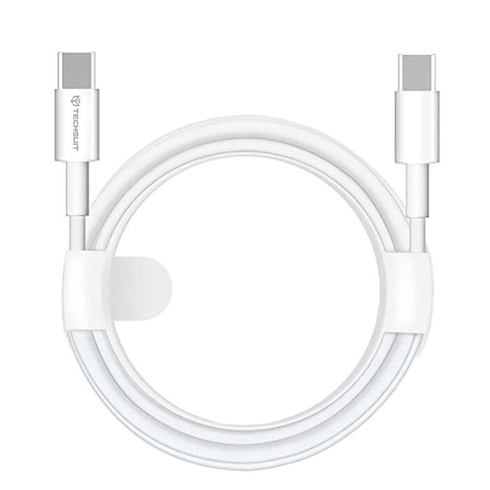 Καλώδιο Δεδομένων και Φόρτισης USB-C - USB-C Techsuit PCB130, 60W, 1m, Λευκό