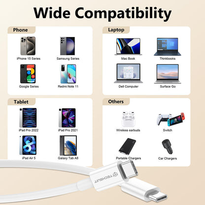 Καλώδιο Δεδομένων και Φόρτισης USB-C - USB-C Techsuit PCB130, 60W, 1m, Λευκό