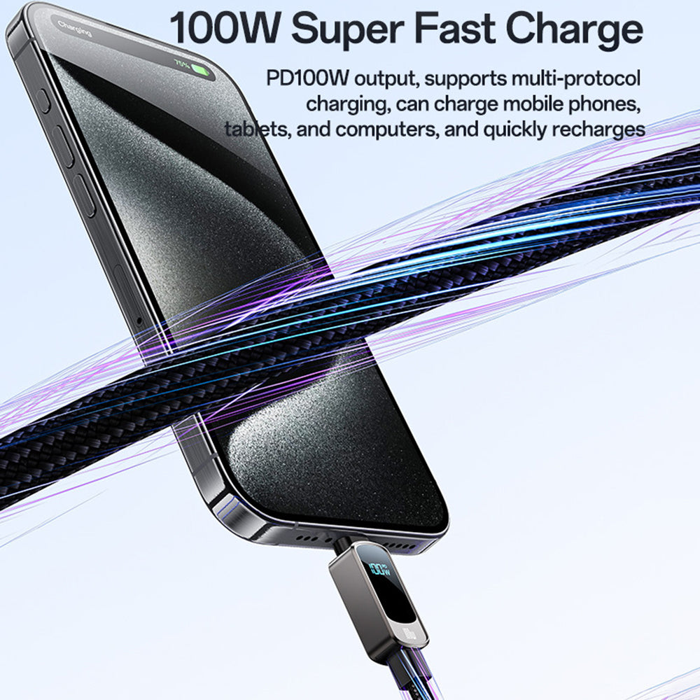 Καλώδιο Δεδομένων και Φόρτισης USB-C - USB-C Yesido CA179 Display, 100W, 1.2m, Μαύρο