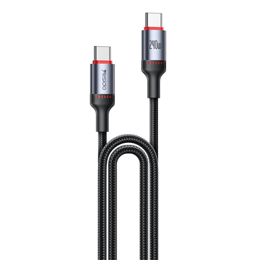 Καλώδιο Δεδομένων και Φόρτισης USB-C - USB-C Yesido CA185, 240W, 1.2m, Μαύρο