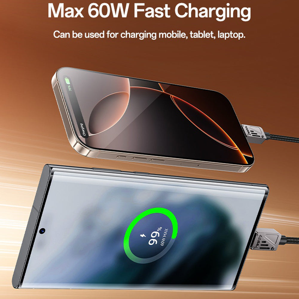 Καλώδιο Δεδομένων και Φόρτισης USB-C - USB-C Yesido CA196, 60W, 1.2m, Μαύρο