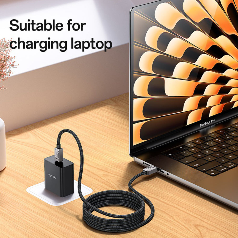 Καλώδιο Δεδομένων και Φόρτισης USB-C - USB-C Yesido CA196, 60W, 1.2m, Μαύρο