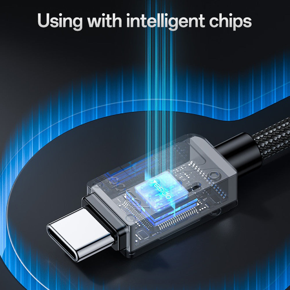 Καλώδιο Δεδομένων και Φόρτισης USB-C - USB-C Yesido CA196, 60W, 1.2m, Μαύρο