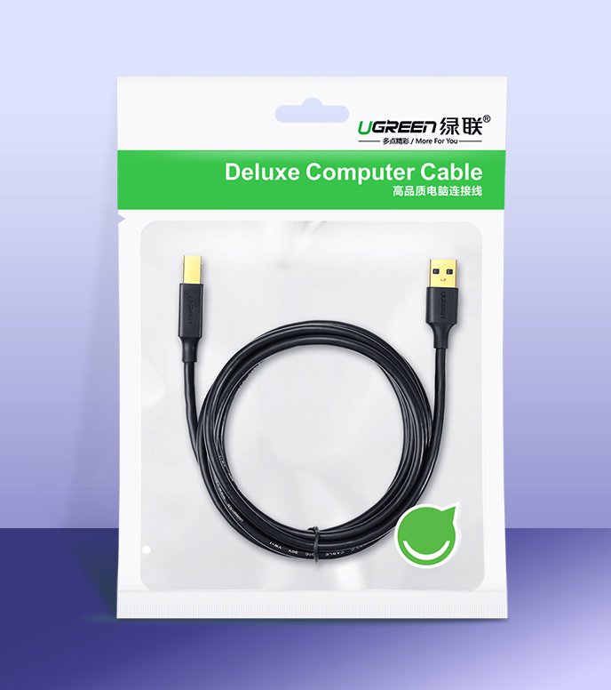 UGREEN US135 Printer Cable, USB-A to USB-B, 1.5m, Black