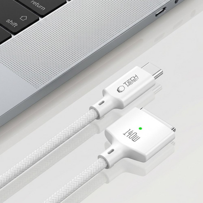 Καλώδιο Φόρτισης Tech-Protect MMC01 Ultraboost, USB-C - MagSafe 3, 140W, 2μ, Λευκό