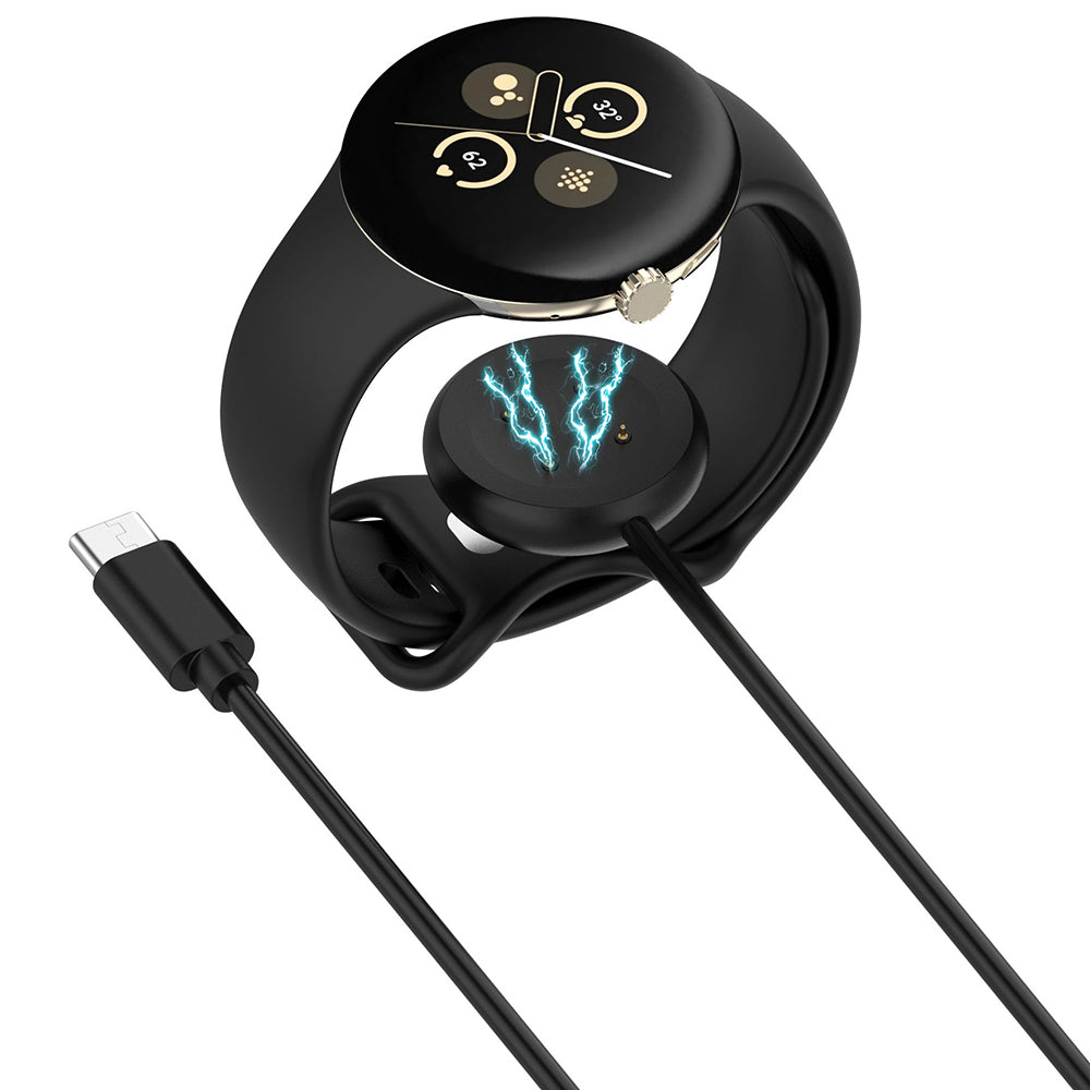 Techsuit THC5 Charging Cable for Google Pixel Watch 3 45mm / Watch 3 41mm, USB-C, Black