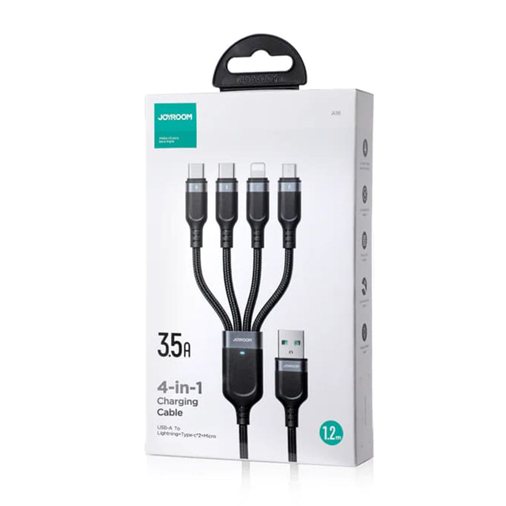 Καλώδιο φόρτισης USB-A - Lightning / microUSB / 2 x USB-C Joyroom S-1T4018A18 4in1, 20W, 1.2m, Μαύρο 