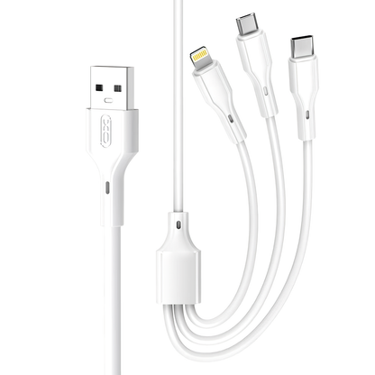 Καλώδιο Φόρτισης USB-A - Lightning / microUSB / USB-C XO Design NB230 3σε1, 20W, 1m, Λευκό