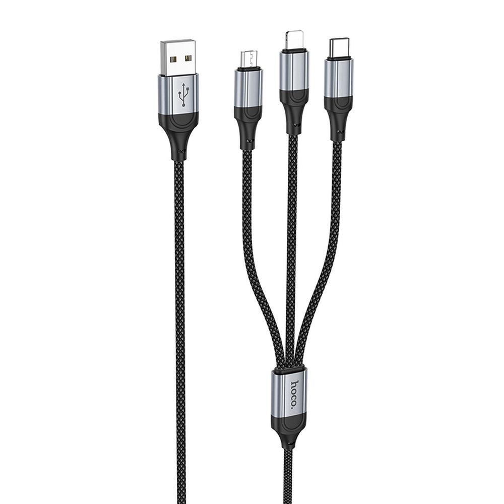 Καλώδιο φόρτισης USB-A - Lightning / microUSB / USB-C HOCO X102 3in1, 18W, 1m, Μαύρο 