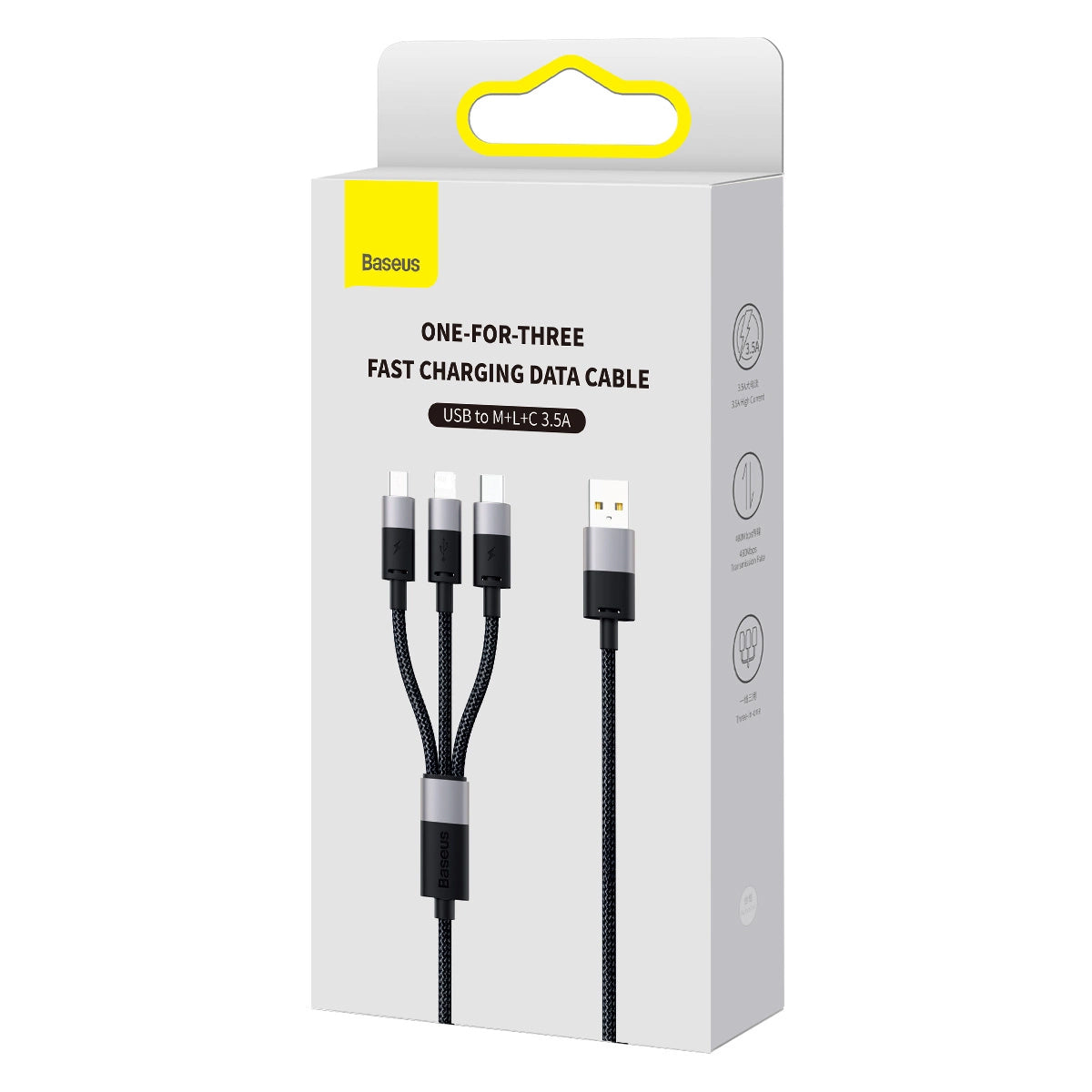 Καλώδιο φόρτισης USB-A - Lightning / microUSB / USB-C Baseus StarSpeed 3in1, 18W, 1.2m, Μαύρο CAXS000001 CAXS000001 