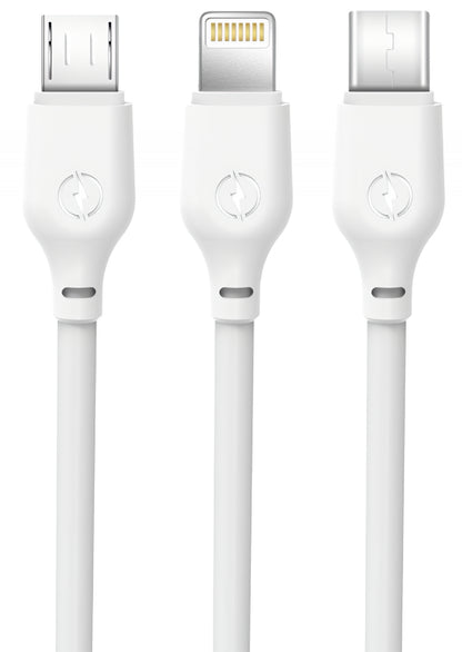 Καλώδιο Φόρτισης USB-A - Lightning / microUSB / USB-C XO Design NB103 3σε1, 10W, 1m, Λευκό