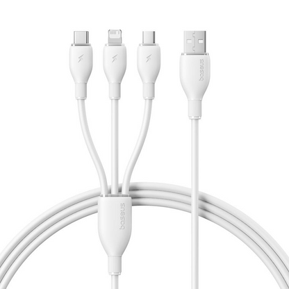 Καλώδιο Φόρτισης USB-A - Lightning / microUSB / USB-C Baseus Ultra Fast 3in1, 18W, 1.3m, Λευκό P10376303211-00